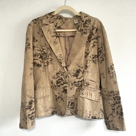Caribbean Joe Floral Tan Blazer | Size 12 - Picture 1 of 9